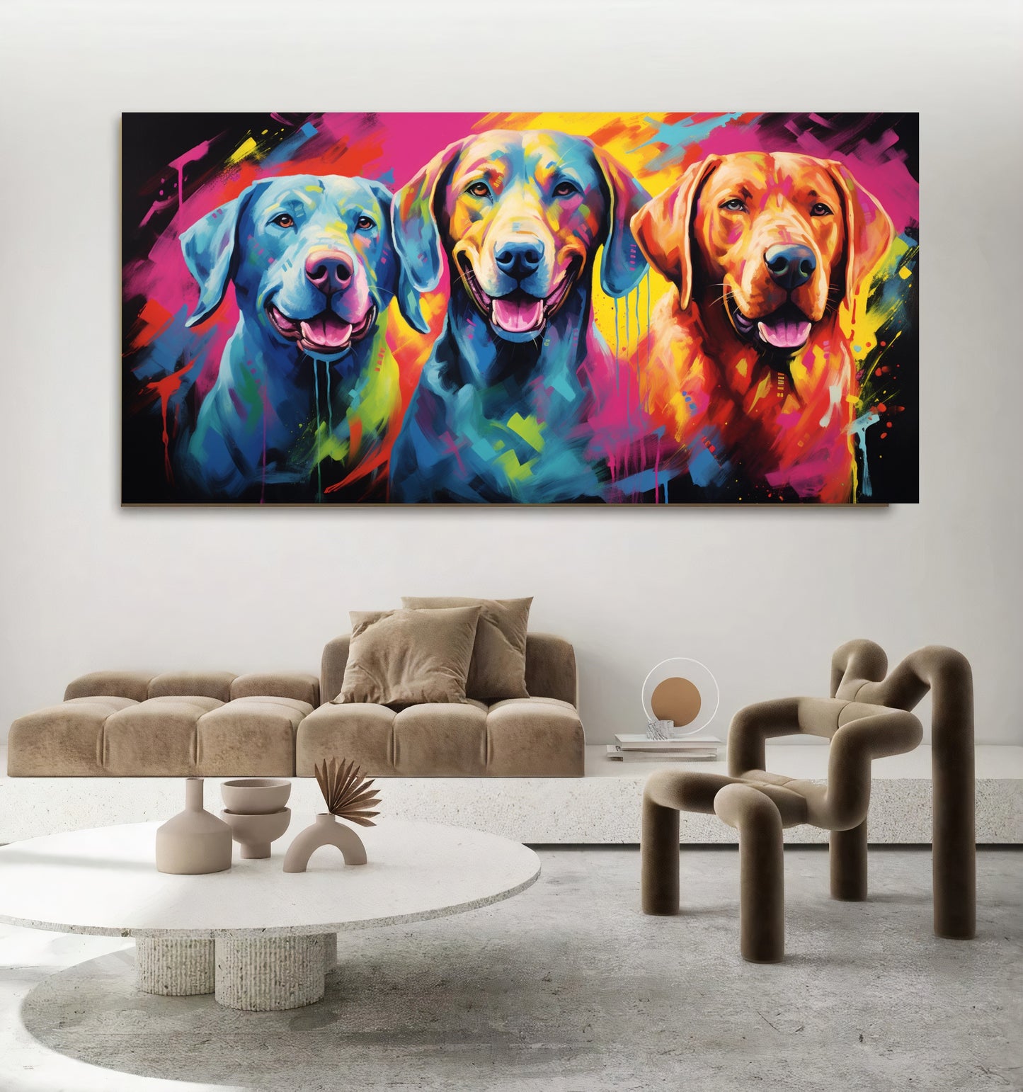 Colorful Dog Family - Vibrant Canvas Art, Modern Prin on Canvas