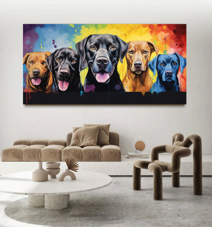 Colorful Dog Family - Vibrant Canvas Art, Modern Prin on Canvas