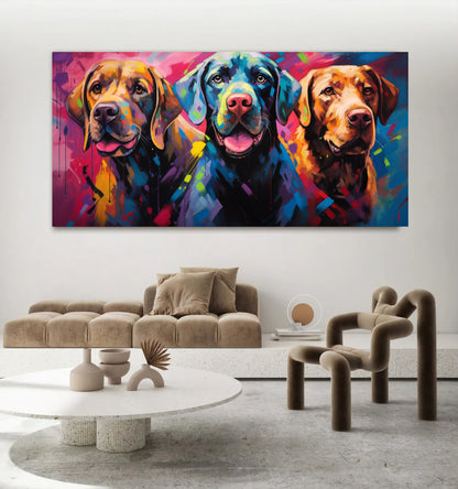 Colorful Dog Family - Vibrant Canvas Art, Modern Prin on Canvas