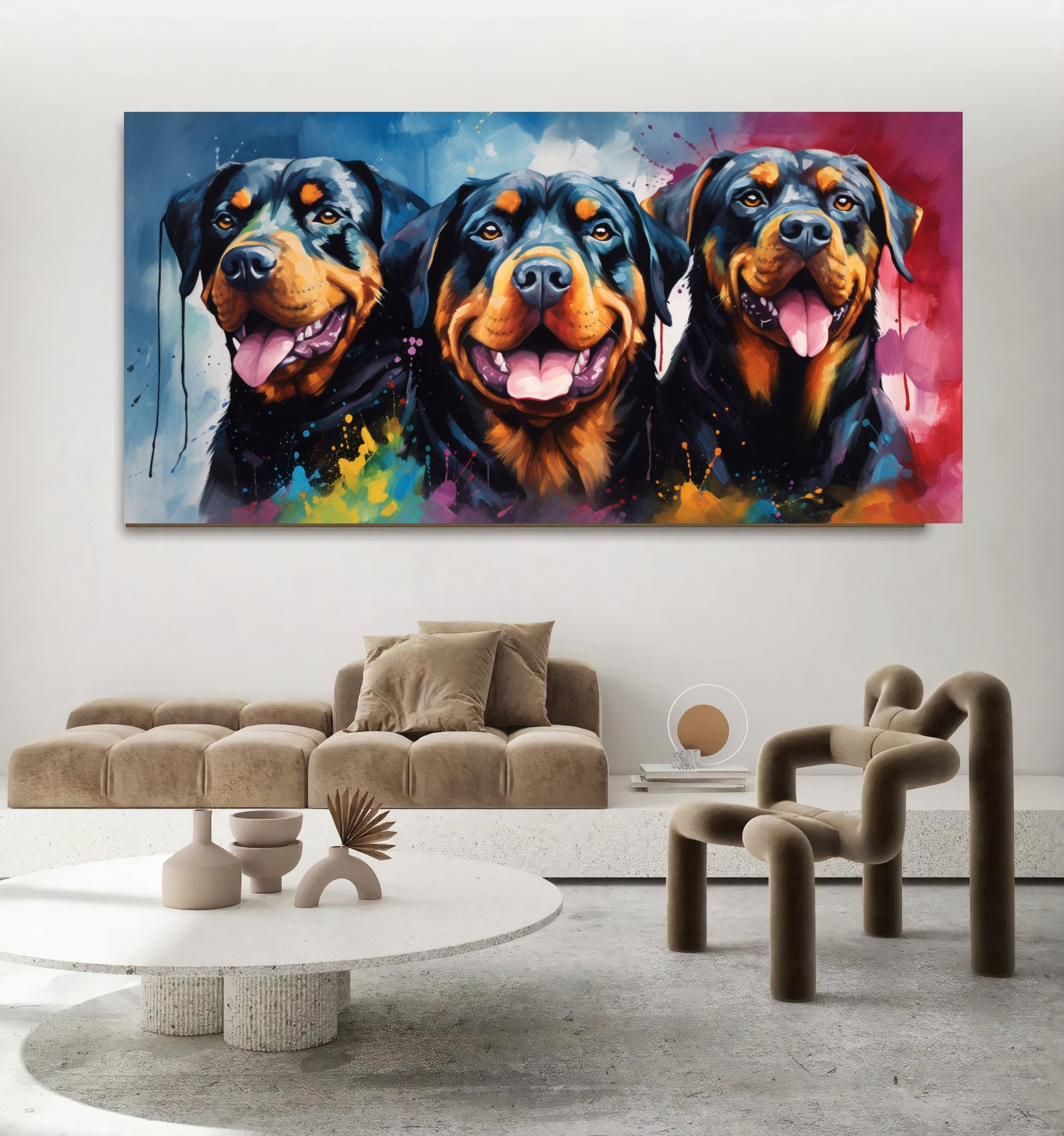 Colorful Dog Family - Vibrant Canvas Art, Modern Prin on Canvas