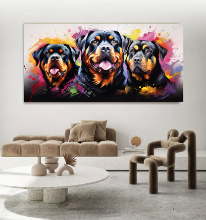 Colorful Dog Family - Vibrant Canvas Art, Modern Prin on Canvas