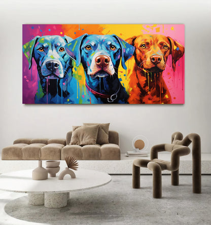 Colorful Dog Family - Vibrant Canvas Art, Modern Prin on Canvas