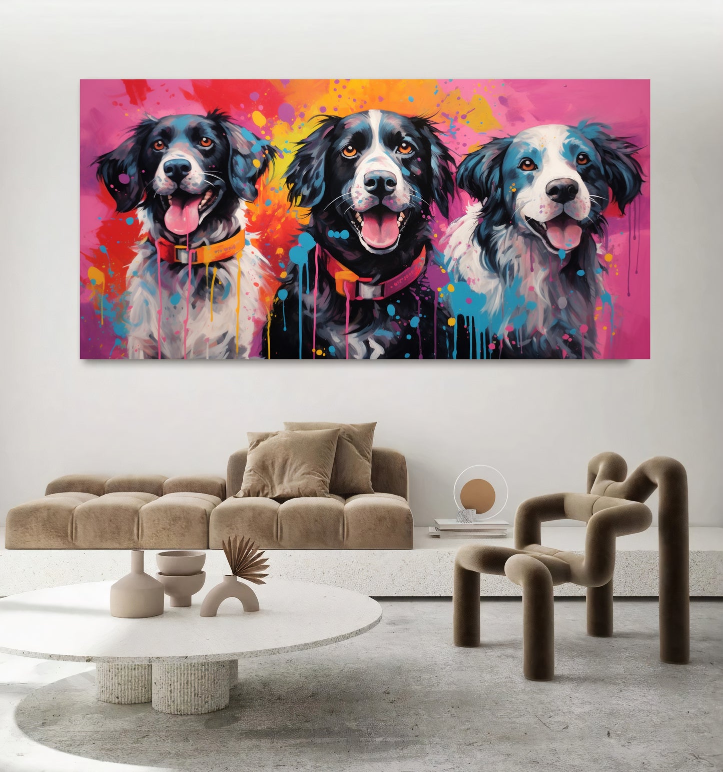 Colorful Dog Family - Vibrant Canvas Art, Modern Prin on Canvas