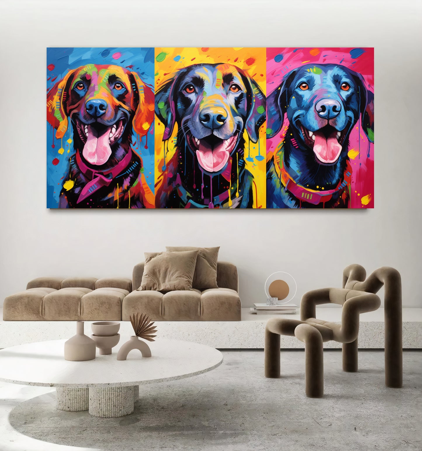 Colorful Dog Family - Vibrant Canvas Art, Modern Prin on Canvas