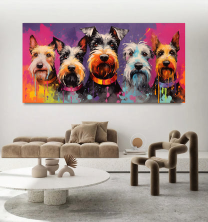 Colorful Dog Family - Vibrant Canvas Art, Modern Prin on Canvas