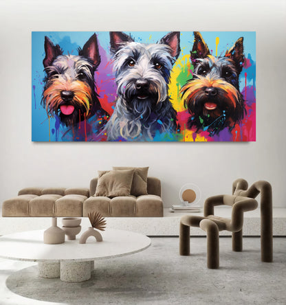 Colorful Dog Family - Vibrant Canvas Art, Modern Prin on Canvas