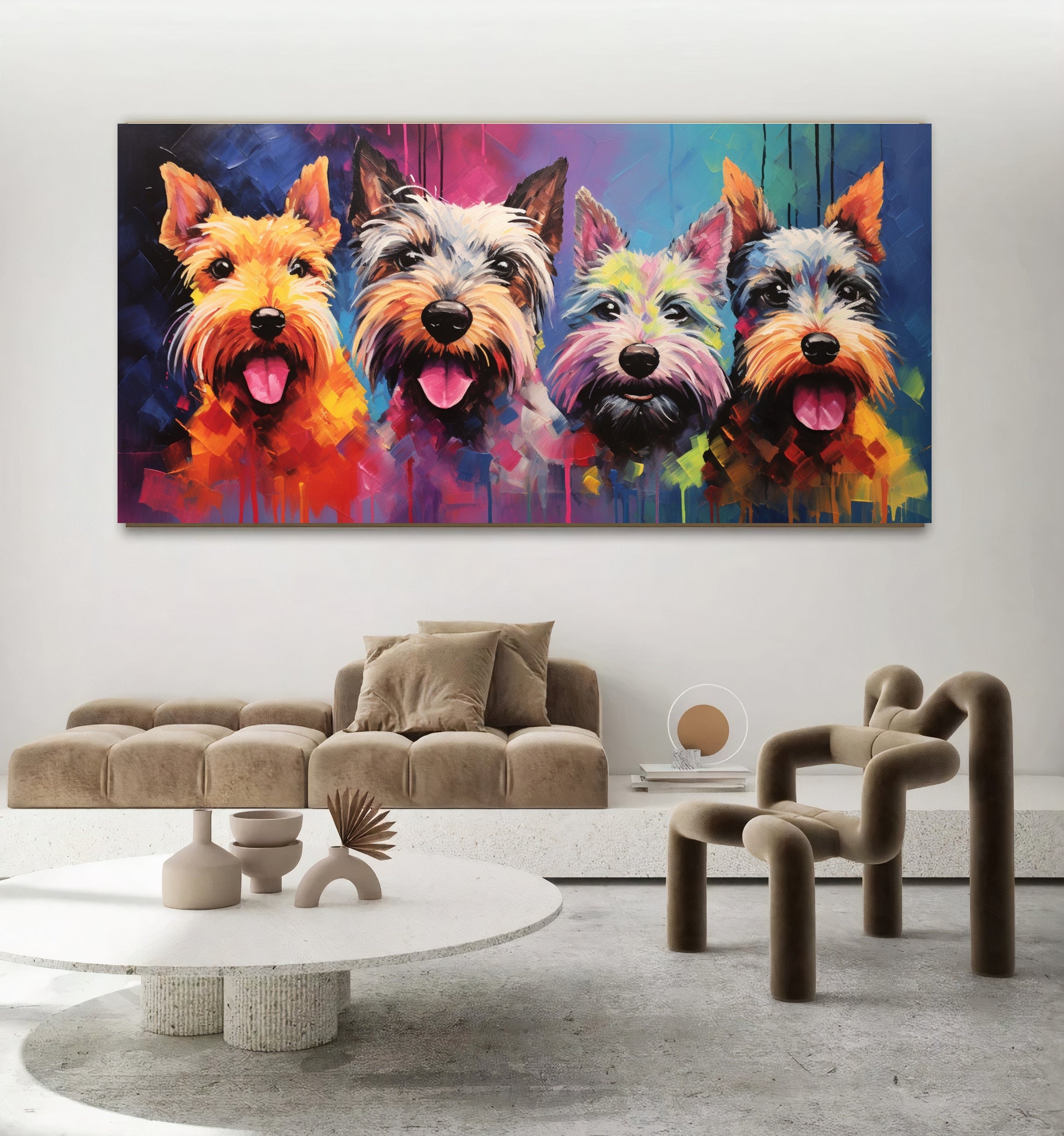 Colorful Dog Family - Vibrant Canvas Art, Modern Prin on Canvas