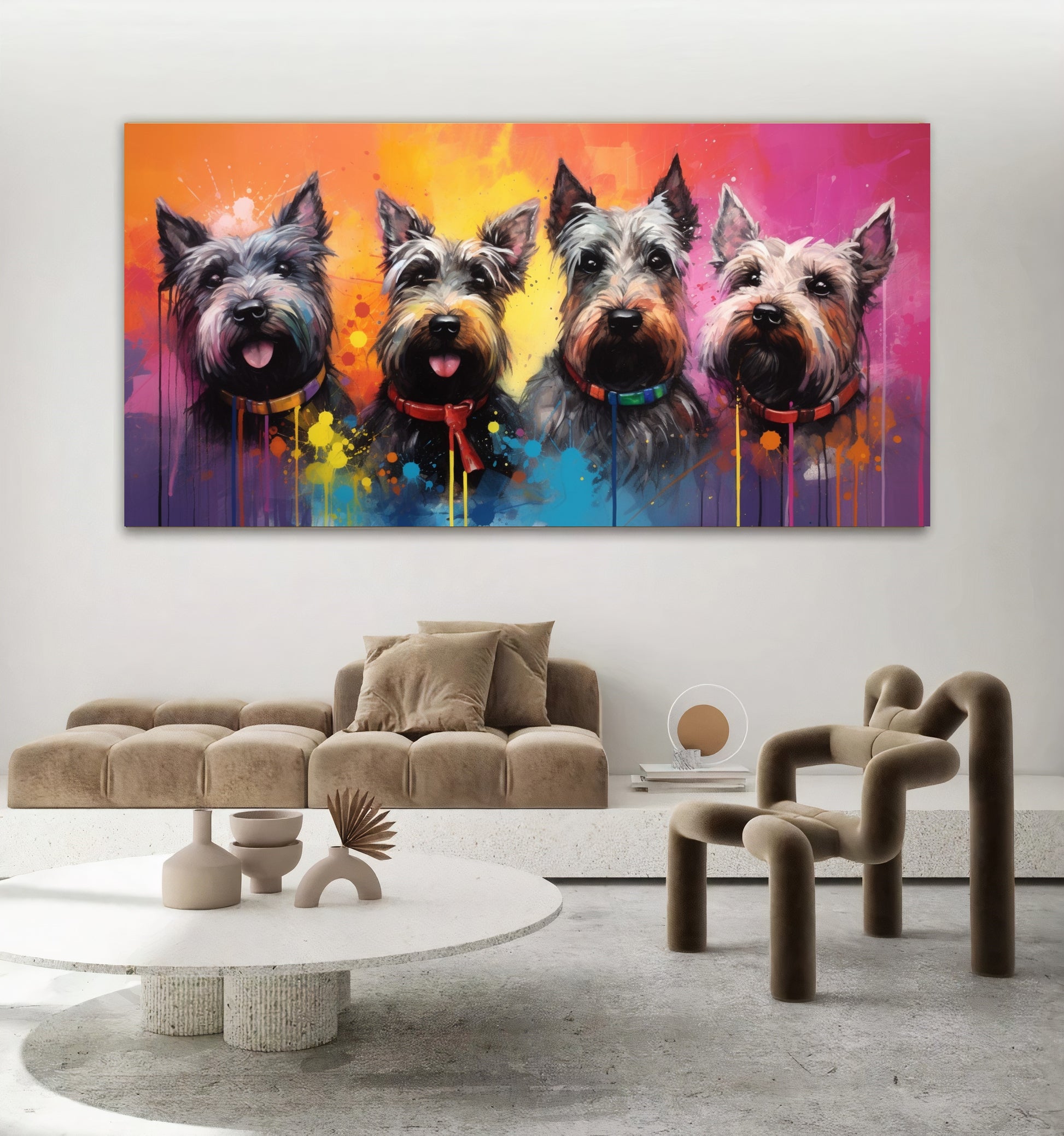 Colorful Dog Family - Vibrant Canvas Art, Modern Prin on Canvas