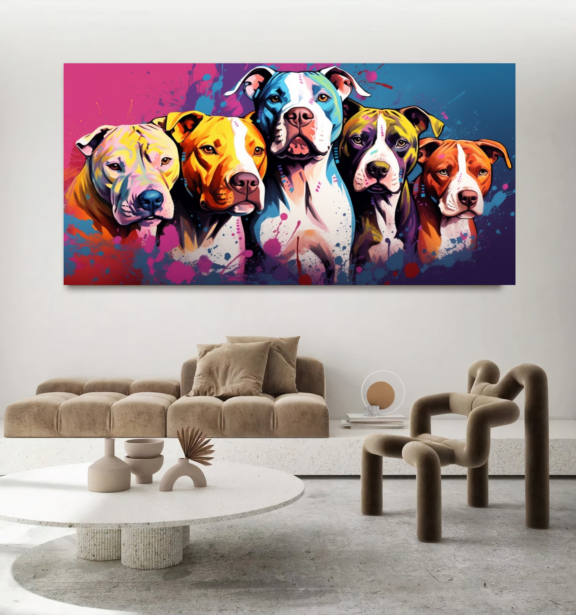 Colorful Dog Family - Vibrant Canvas Art, Modern Prin on Canvas