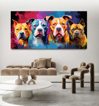 Colorful Dog Family - Vibrant Canvas Art, Modern Prin on Canvas