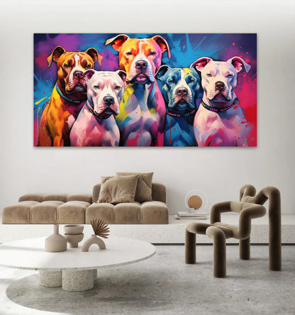 Colorful Dog Family - Vibrant Canvas Art, Modern Prin on Canvas