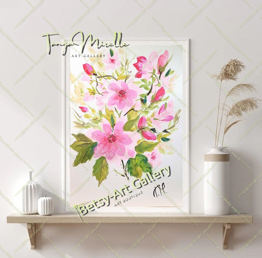 Spring Flowers Watercolor Painting, Botanical Wall Art {{ shop_name }}watercolor art print birthday gift blooming garden art botanical print colorful painting floral art floral painting garden painting gift for mom mediterranean art nature painting paper painting small painting wall art home decor watercolor floral watercolor flowers watercolor landscape watercolor painting wildflowers painting