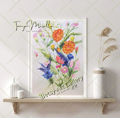 Botanical Flowers Wall Art, Watercolor Painting of Mediterranean {{ shop_name }}watercolor art print birthday gift blooming garden art botanical print colorful painting floral art floral painting garden painting gift for mom mediterranean art nature painting paper painting small painting wall art home decor watercolor floral watercolor flowers watercolor landscape watercolor painting wildflowers painting