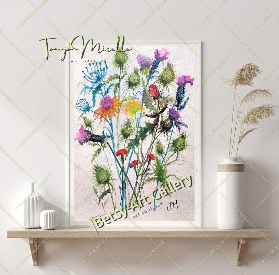 Wildflowers Watercolor Painting, Botanical Wall Art #2 {{ shop_name }}watercolor art print birthday gift blooming garden art botanical print colorful painting floral art floral painting garden painting gift for mom mediterranean art nature painting paper painting small painting wall art home decor watercolor floral watercolor flowers watercolor landscape watercolor painting wildflowers painting