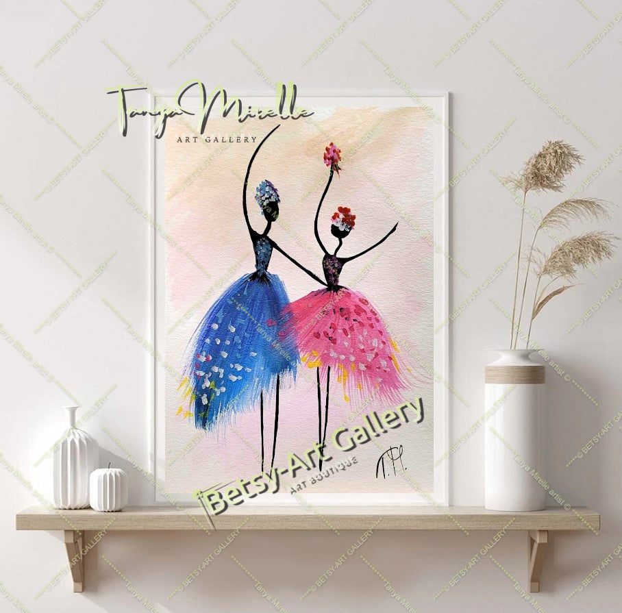 Ballerina Dance Art, Original Watercolor Ballet Painting, No Frame {{ shop_name }}watercolor abstract dance print art for girls Ballerina Dance ballerina print ballet decor ballet painting birthday gift colorful painting dance wall art dancer illustration dancer wall art elegant art gift for mom paper painting small painting watercolor art watercolor painting
