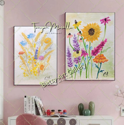 Botanical Wall Art Original Watercolor Floral Painting, No Frame {{ shop_name }}watercolor art print birthday gift blooming garden art botanical print colorful painting floral art floral painting garden painting gift for mom mediterranean art nature painting paper painting small painting wall art home decor watercolor floral watercolor flowers watercolor landscape watercolor painting wildflowers painting