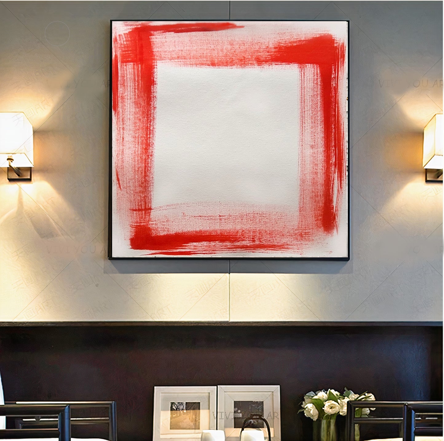 Large Red Abstract Wall Art - Original Impasto Oil Painting on Canvas