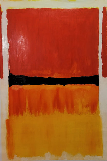 LARGE ABSTRACT WALL ART - Mark Rothko Art, Oil Painting on Canvas - Red, Orange, and Black