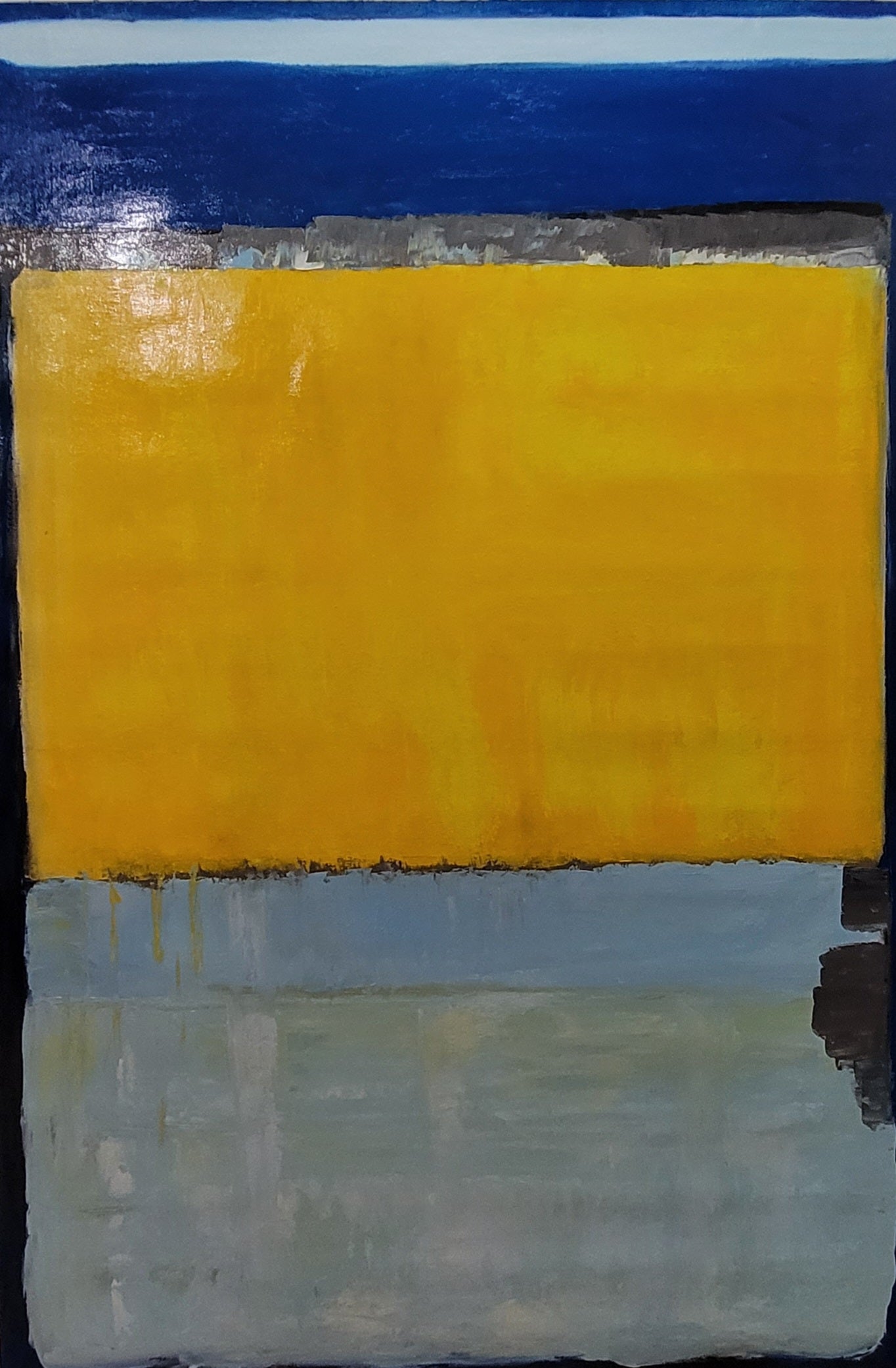 LARGE ABSTRACT WALL ART - Mark Rothko Art, Oil Painting on Canvas - Blue, Yellow and White