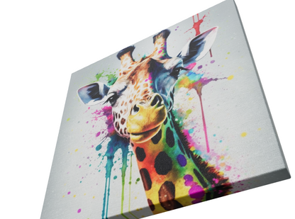 Colorful Giraffe Art - Animal Wall Art Printed Canvas - Fun Home Decor, Kids Room Decor