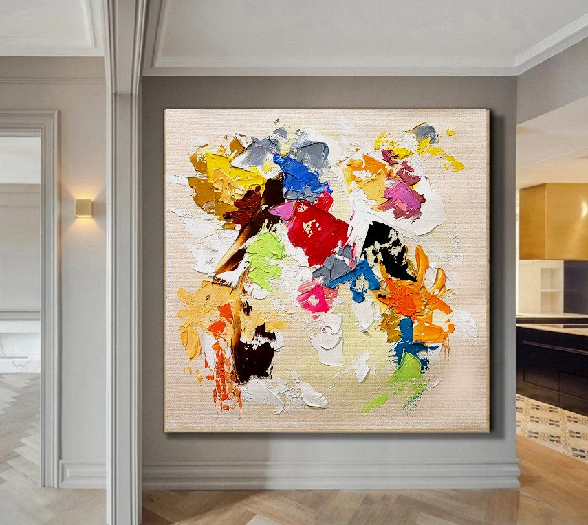 Modern Abstract Painting for Living room, Colorful Wall Art, Oil Impasto Painting on Canvas