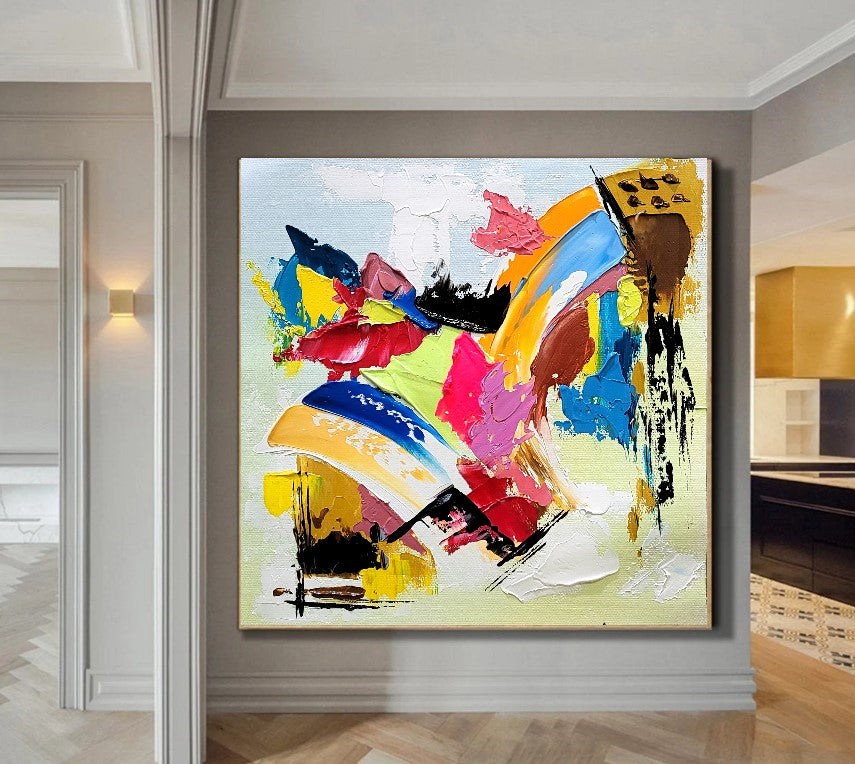 Colorful Modern Abstract Wall Art for Living room, Impasto Oil Painting on Canvas – Large – Oil on Canvas – {{ product.title }} canvas artwork by Tanya Mirelle – modern wall decor – original artwork for home, living room, office, or gallery – original artwork by BETSY-ART GALLERY