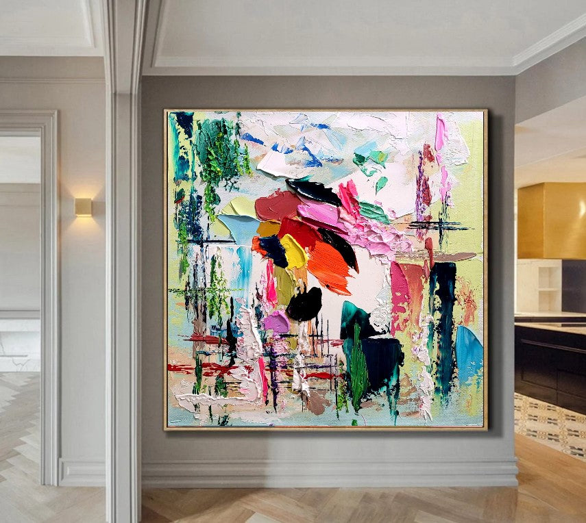Modern Abstract Wall Art, Large Colorful Impasto Oil Painting on Canvas – Large – Oil on Canvas – {{ product.title }} canvas artwork by Tanya Mirelle – modern wall decor – original artwork for home, living room, office, or gallery – original artwork by BETSY-ART GALLERY