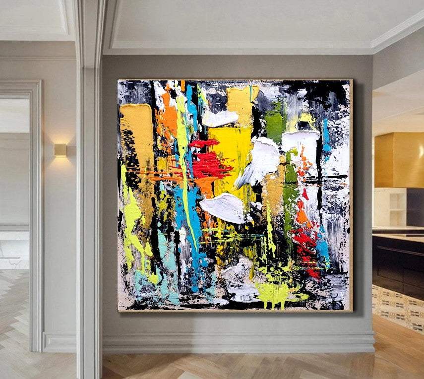 Colorful Abstract Art, Vibrant Impasto Oil Painting on Canvas – Large – Oil on Canvas – {{ product.title }} canvas artwork by Tanya Mirelle – modern wall decor – original artwork for home, living room, office, or gallery – original artwork by BETSY-ART GALLERY