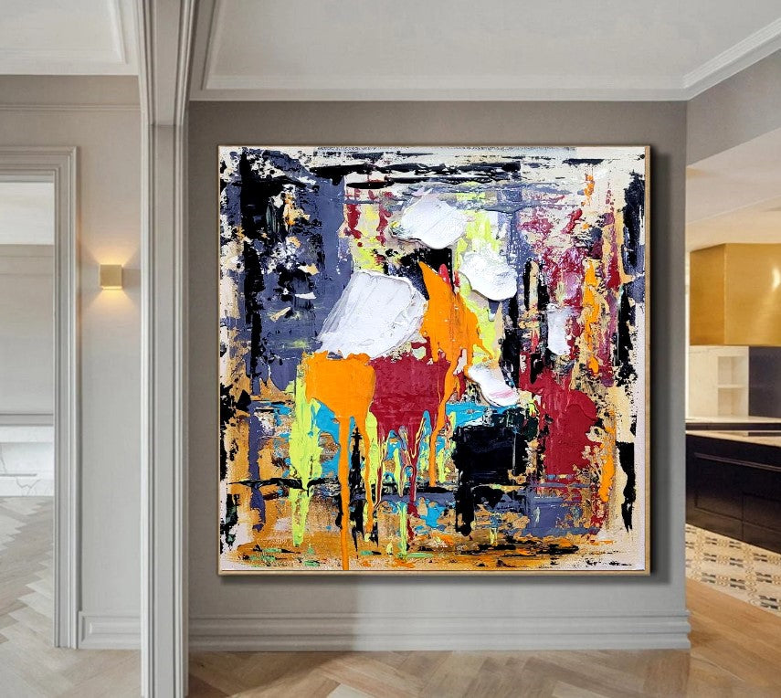 Colorful Abstract Art, Vibrant Impasto Oil Painting on Canvas – Large – Oil on Canvas – {{ product.title }} canvas artwork by Tanya Mirelle – modern wall decor – original artwork for home, living room, office, or gallery – original artwork by BETSY-ART GALLERY