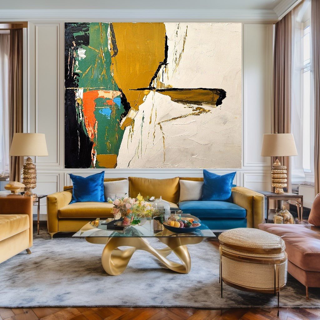 Modern Abstract Wall Art for Living room, Earthy color Art, Impasto Oil Painting on Canvas