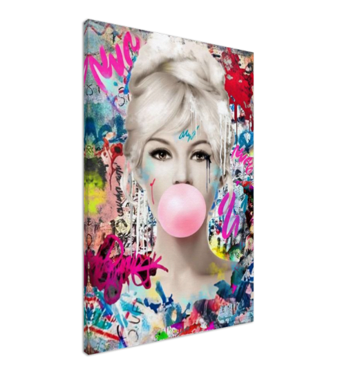 Retro Marilyn Monroe Bubble gum Pop Art Canvas Print – Large – Oil on Canvas – {{ product.title }} canvas artwork by Tanya Mirelle – modern wall decor – original artwork for home, living room, office, or gallery – original artwork by BETSY-ART GALLERY