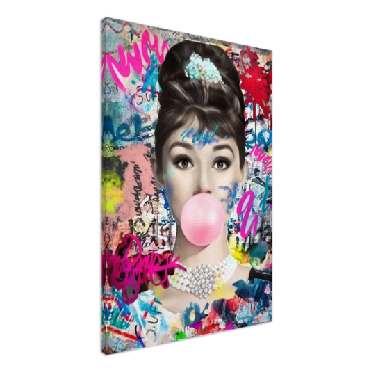 Retro Marilyn Monroe Bubble gum Pop Art Canvas Print – Large – Oil on Canvas – {{ product.title }} canvas artwork by Tanya Mirelle – modern wall decor – original artwork for home, living room, office, or gallery – original artwork by BETSY-ART GALLERY