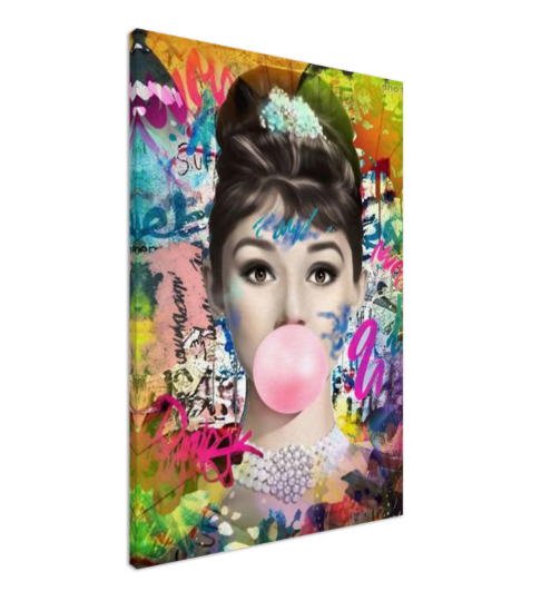 Audrey Hepburn, Marilyn Monroe, Bubble gum Pop Art - Large Canvas Print - Retro Hollywood Print