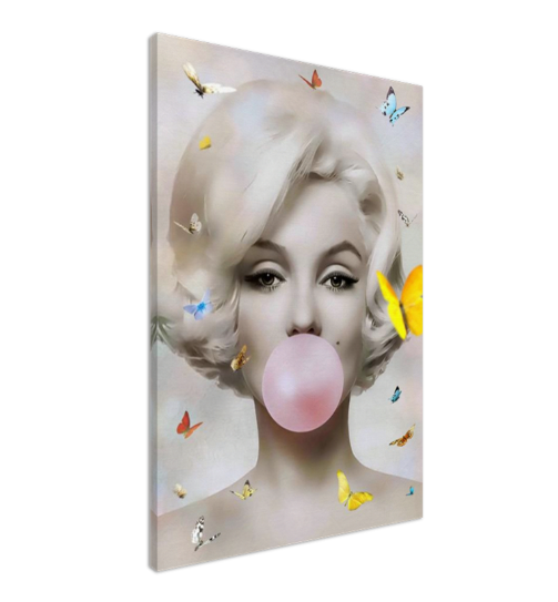 Butterfly Audrey Hepburn, Marilyn Monroe and Brigitte Bardot, Bubble Gum Art, Modern Pop Art Canvas Print