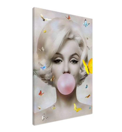 Butterfly Audrey Hepburn, Marilyn Monroe and Brigitte Bardot, Bubble Gum Art, Modern Pop Art Canvas Print