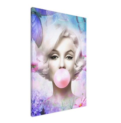 Blue Floral Audrey Hepburn, Marilyn Monroe and Brigitte Bardot, Bubble Gum Art, Modern Pop Art Canvas Print