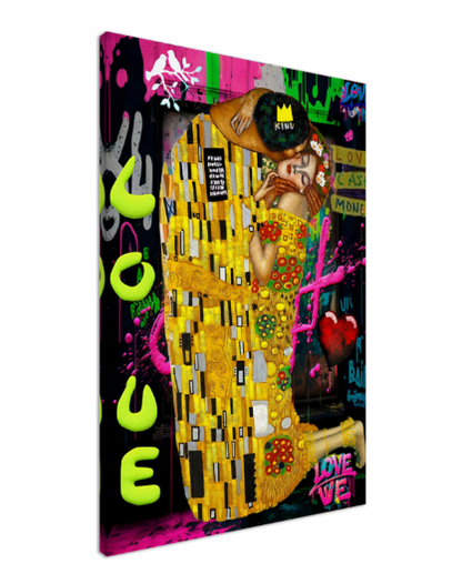 Vivid Colors Canvas Print - The Kiss by Gustav Klimt - Pop Art Graffiti Print on Canvas