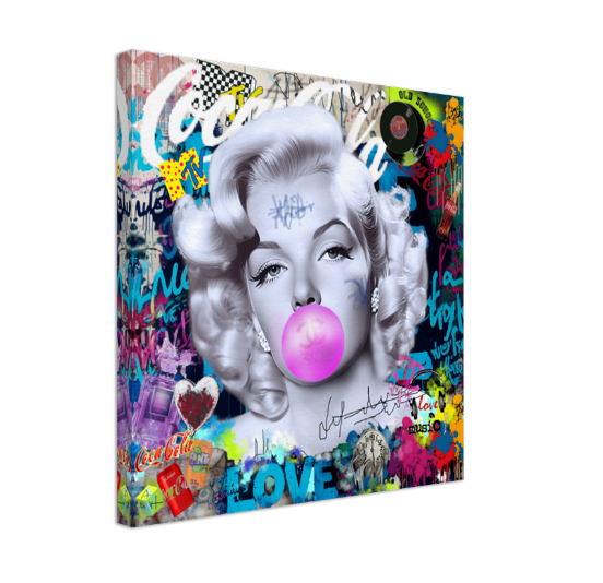 Iconic Marilyn Monroe blowing Bubble Gum, Modern Pop Art Print on Canvas {{ shop_name }}Prints canvas print canvas wall art giclée prints graffiti art print graffiti canvas graffiti canvas art large canvas print large wall art Large Wall Art Decor Living Room Art merilyn monroe art print Merilyn Monroe painting modern abstract art modern art print pop art print print on canvas ready to hang canvas street art on canvas stretched canvas art wall art prints