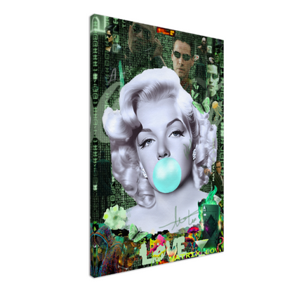 Green Neon Art, Audrey Hepburn, Marilyn Monroe and Brigitte Bardot, Modern Pop Art Canvas Print