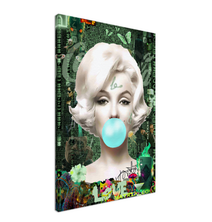 Green Neon Art, Audrey Hepburn, Marilyn Monroe and Brigitte Bardot, Modern Pop Art Canvas Print