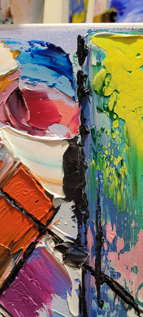 Large Blue Abstract Wall Art - Original Impasto Oil Painting on Canvas – Large – Oil on Canvas – {{ product.title }} canvas artwork by Tanya Mirelle – modern wall decor – original artwork for home, living room, office, or gallery – original artwork by BETSY-ART GALLERY