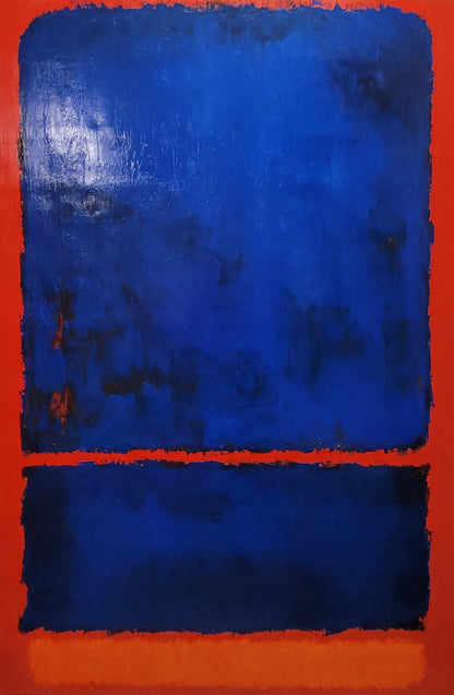 Red Blue Abstract by Mark Rothko, Modern Impasto Oil Painting on Canvas