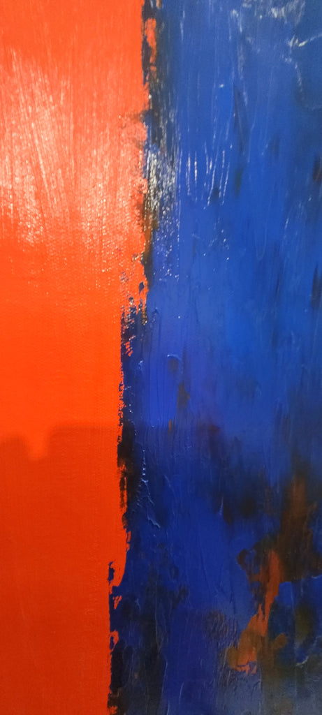 Red Blue Abstract by Mark Rothko, Modern Impasto Oil Painting on Canvas – Large – Oil on Canvas – {{ product.title }} canvas artwork by Tanya Mirelle – modern wall decor – original artwork for home, living room, office, or gallery – original artwork by BETSY-ART GALLERY