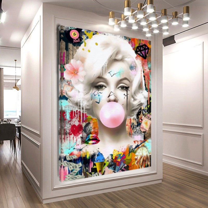 Audrey Hepburn, Marilyn Monroe and Brigitte Bardot, Bubble Gum Art, Pop Art Canvas Print B