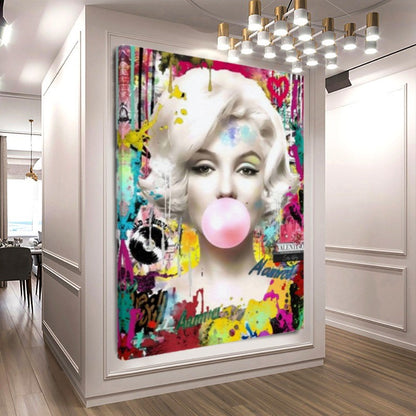 Audrey Hepburn, Marilyn Monroe and Brigitte Bardot, Bubble Gum Art, Pop Art Canvas Print E