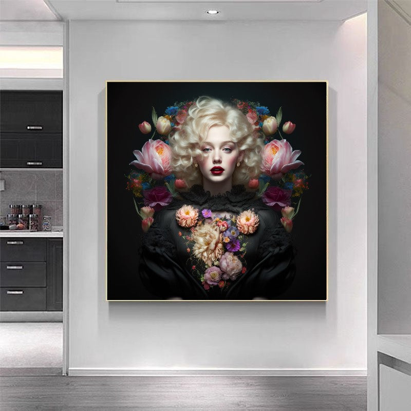 Marie Antoinette Floral Elegance - Renaissance-Inspired Canvas Print B