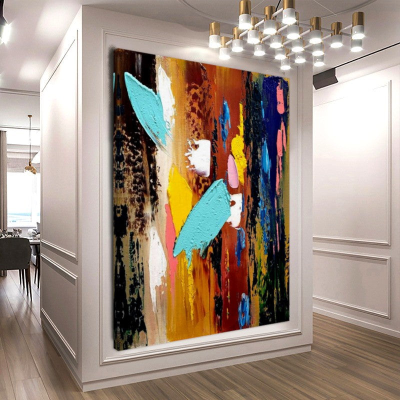 Large Modern Abstract Painting, Vibrant Color Impasto Wall Art, Oil Painting on Canvas