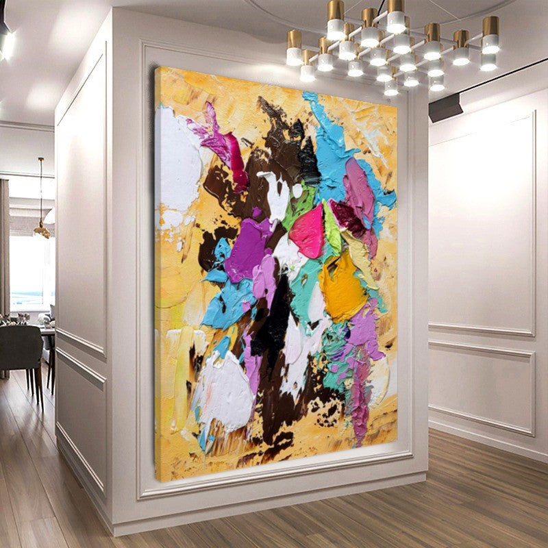 Abstract Wall Art, Modern Impasto Oil Painting on Canvas for Living room