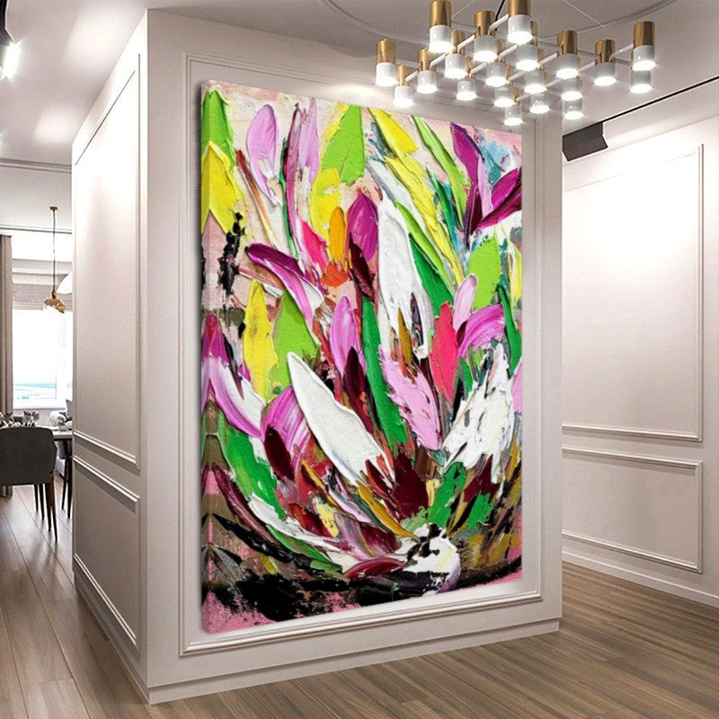 Large Modern Abstract Painting, Vibrant Floral Impasto Wall Art, Oil Painting on Canvas – Large – Oil on Canvas – {{ product.title }} canvas artwork by Tanya Mirelle – modern wall decor – original artwork for home, living room, office, or gallery – original artwork by BETSY-ART GALLERY