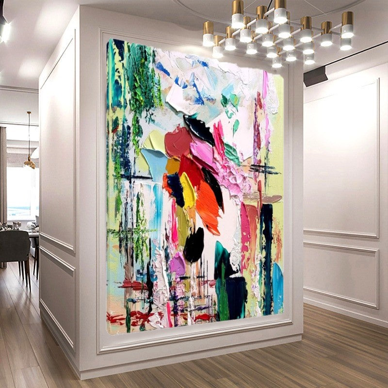 Modern Abstract Wall Art, Large Colorful Impasto Oil Painting on Canvas